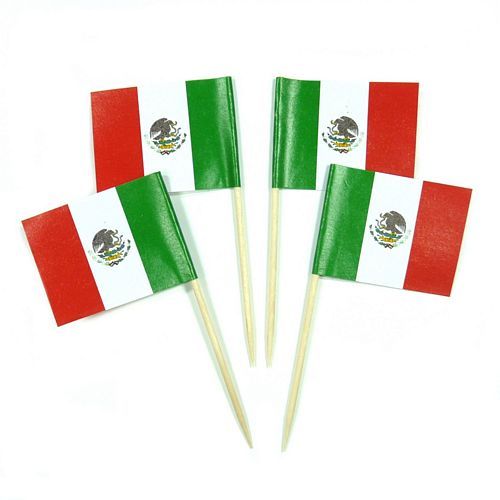 50 Minifahnen Dekopicker Mexiko 30 x 40 mm