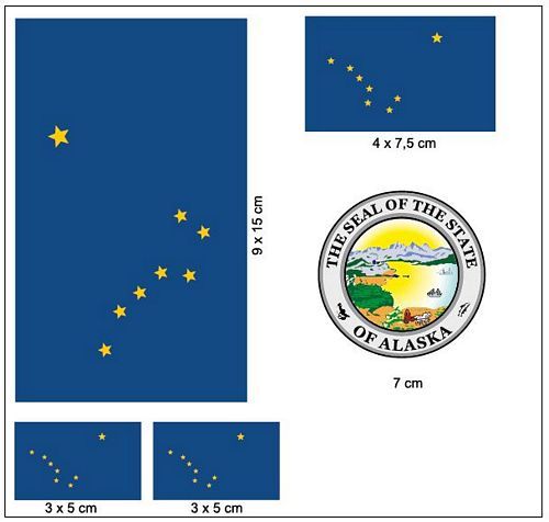 Fahnen Aufkleber Set USA - Alaska