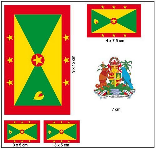 Fahnen Aufkleber Set Grenada