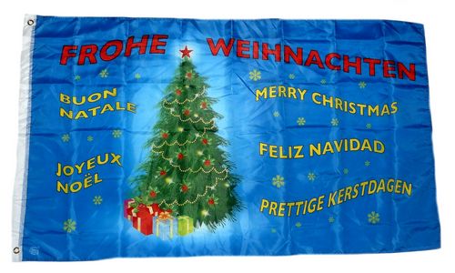 Fahne Frohe Weihnachten blau Hissflagge 90 x 150 cm Flagge 
