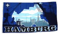 Fahne / Flagge Hamburg Silhouette 90 x 150 cm Fahne / Flagge Hamburg Silhouette 90 x 150 cm