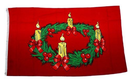 Fahne / Flagge Frohe Weihnachten Adventskranz 90 x 150 cm