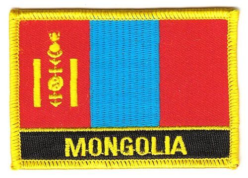 Fahnen Aufnäher Mongolei Schrift