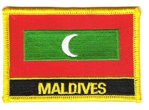Fahnen Aufnäher Malediven Schrift