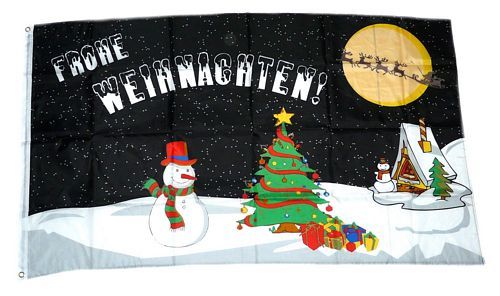 Fahne / Flagge Frohe Weihnachten schwarz 90 x 150 cm