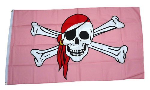 Fahne / Flagge Pirat Kopftuch Pink 90 x 150 cm