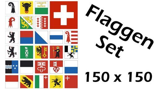 Flaggenset Schweiz 26 Kantone 150 x 150 cm