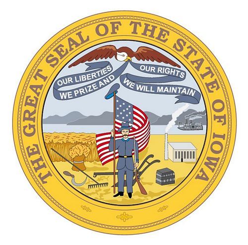 Fahnen Aufkleber Sticker Siegel USA - Iowa