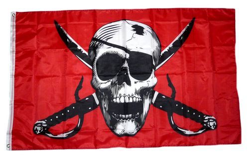 Fahne / Flagge Pirat Säbel rot 90 x 150 cm