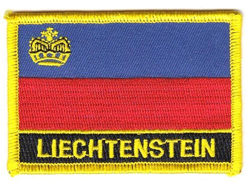 Fahnen Aufnäher Liechtenstein Schrift