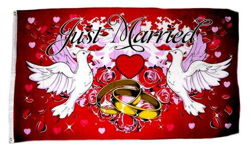 50 Minifahnen Fahne Flagge Just Married Hochzeit Dekopicker 