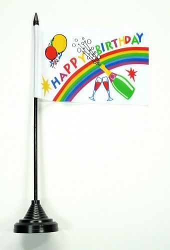 Fahne / Tischflagge Happy Birthday 11 x 16 cm Flaggen