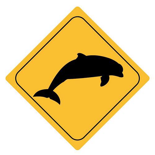 Aufkleber Sticker Achtung Delfin Delphin Autoaufkleber