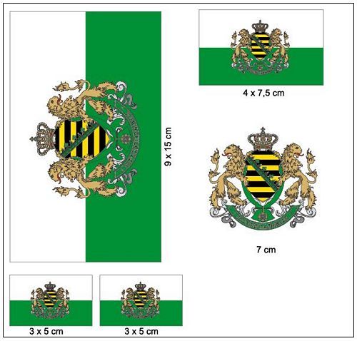 Fahnen Aufkleber Set Königreich Sachsen