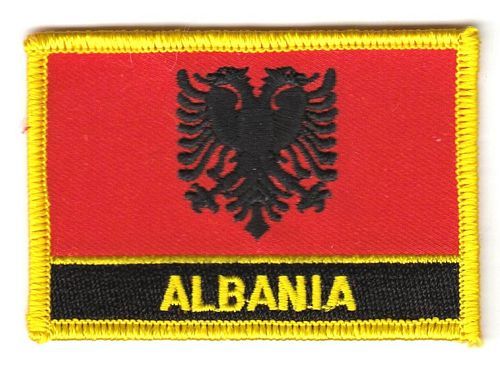 Fahnen Aufnäher Albanien Schrift