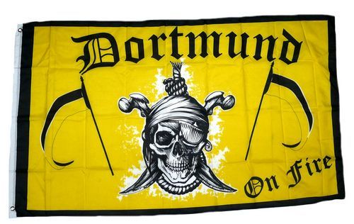 Fahne / Flagge Dortmund on Fire gelb 90 x 150 cm