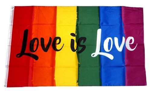 Fahne / Flagge Regenbogen Love is Love 90 x 150 cm