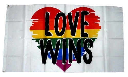 Fahne / Flagge Herz Love Wins 90 x 150 cm