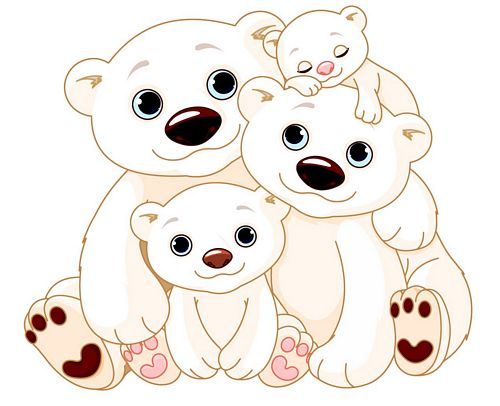 Aufkleber Sticker Eisbärenfamilie