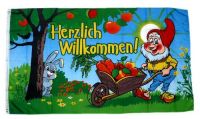 Fahne / Flagge Herzlich Willkommen Gartenzwerg NEU 90 x 150 cm Fahne / Flagge Herzlich Willkommen Gartenzwerg NEU 90 x 150 cm