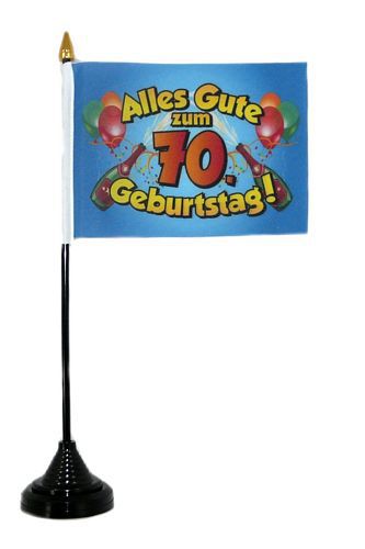 Tischfahne Alles Gute zum 70. Geburtstag 11 x 16 cm Flagge Fahne