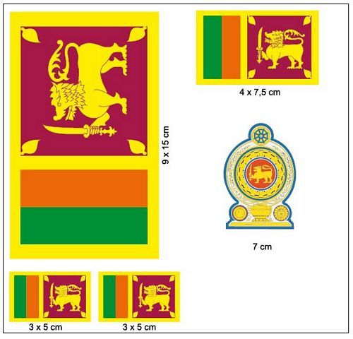 Fahnen Aufkleber Set Sri Lanka