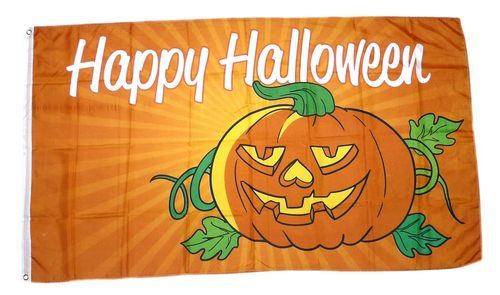 Fahne / Flagge Happy Halloween gelb NEU 90 x 150 cm