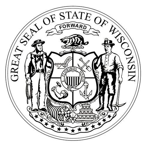 Fahnen Aufkleber Sticker Siegel USA - Wisconsin
