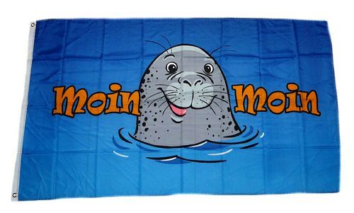 Fahne / Flagge Moin Moin Seehund 60 x 90 cm
