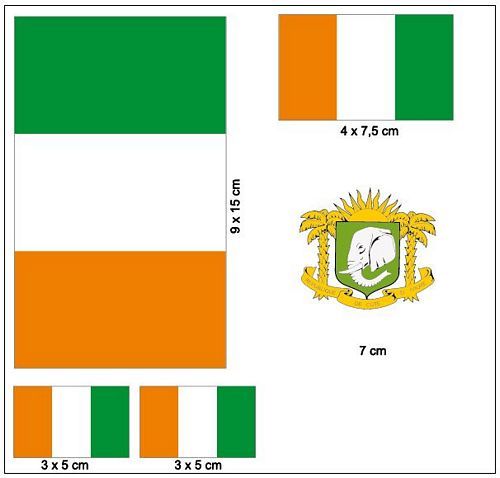 Fahnen Aufkleber Set Elfenbeinküste