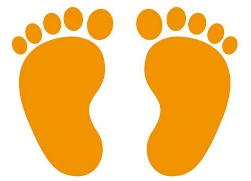 Aufkleber Sticker Füße Fußspuren orange