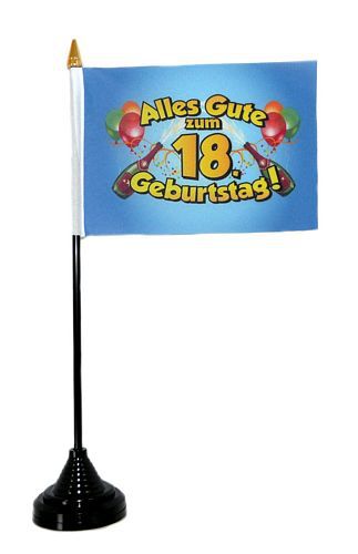Tischfahne Alles Gute zum 18. Geburtstag 11 x 16 cm Flagge Fahne
