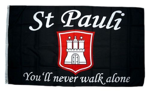 Fahne Fanflagge St Pauli You'll never walk alone Flagge  Hissflagge 90x150cm 