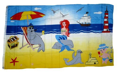 Fahne / Flagge Meerjungfrau Strand 90 x 150 cm