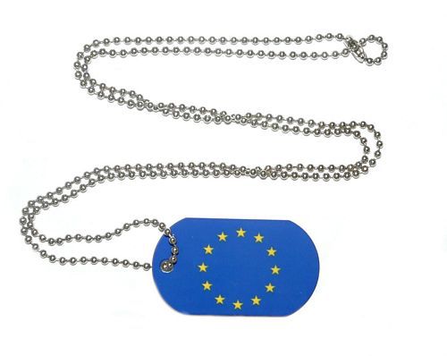 Erkennungsmarke Europa 12 Sterne Dog Tag 30 x 50 mm Fahnen Flaggen