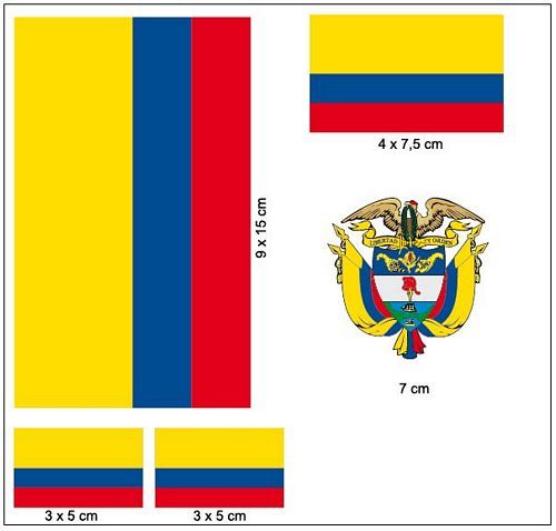 Fahnen Aufkleber Set Kolumbien