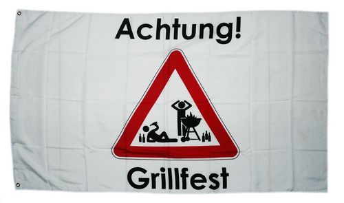 Fahne / Flagge Achtung Grillfest 90 x 150 cm