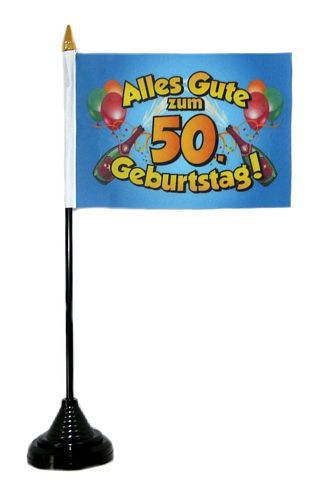 Tischfahne Alles Gute zum 50. Geburtstag 11 x 16 cm Flagge Fahne