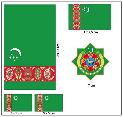 Fahnen Aufkleber Set Turkmenistan