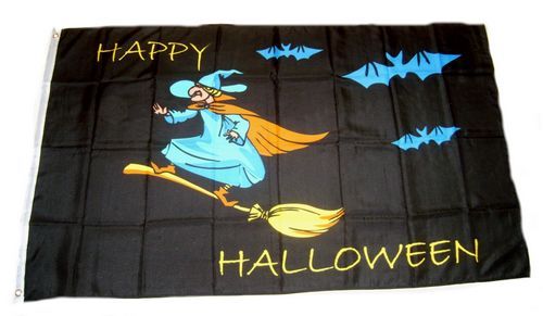 Fahne / Flagge Happy Halloween Hexe 90 x 150 cm