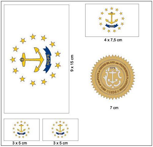 Fahnen Aufkleber Set USA - Rhode Island