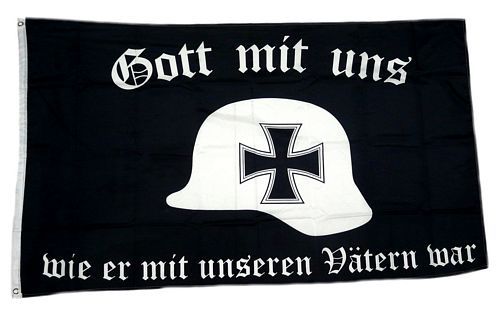 Fahne / Flagge Gott mit uns Stahlhelm 90 x 150 cm