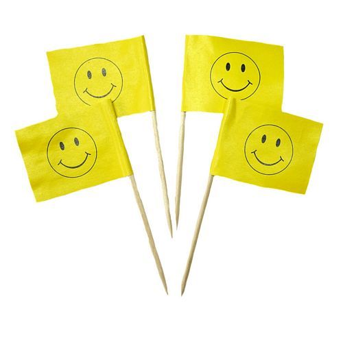 50 Minifahnen Dekopicker Smile 30 x 40 mm