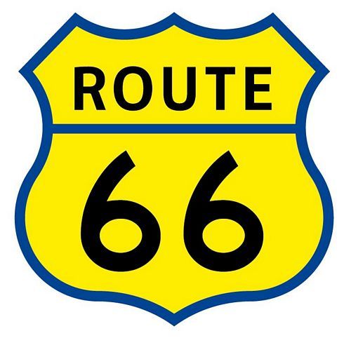 Aufkleber Sticker Route 66 gelb