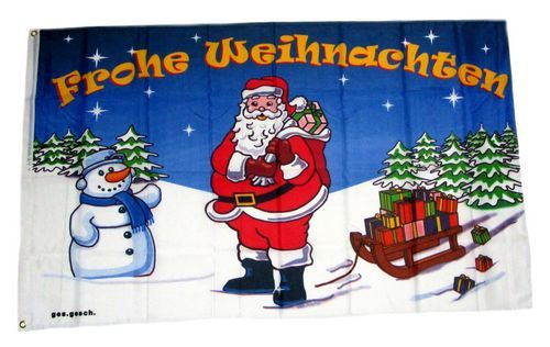 Fahne / Flagge Frohe Weihnachten Schneemann 90 x 150 cm