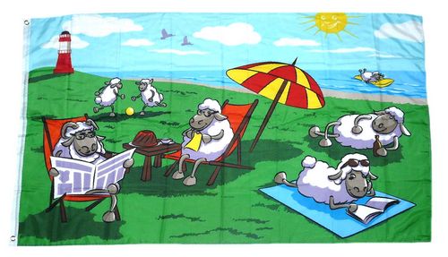 Fahne Flagge Kühe und Schafe an der Küste 30 x 45 cm