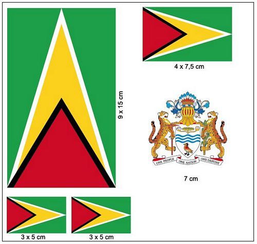 Fahnen Aufkleber Set Guyana