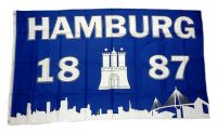 Fahne / Flagge Hamburg 1887 Silhouette 90 x 150 cm Fahne / Flagge Hamburg 1887 Silhouette 90 x 150 cm