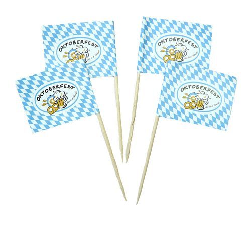50 Minifahnen Dekopicker Oktoberfest 30 x 40 mm