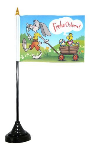 Tischfahne Frohe Ostern Karren NEU 11 x 16 cm Flagge Fahne